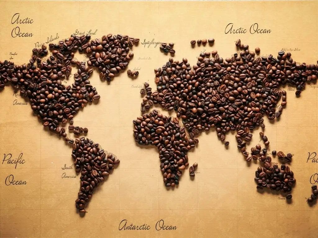 Carte du monde producteur de café